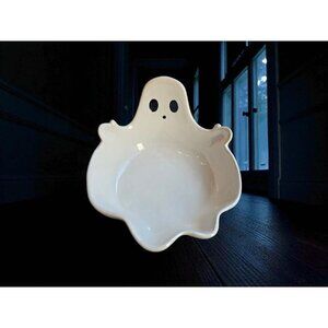 Nrew Spooky White Ghost Halloween Ceramic Candy Party Bowl Dish Decor Holiday